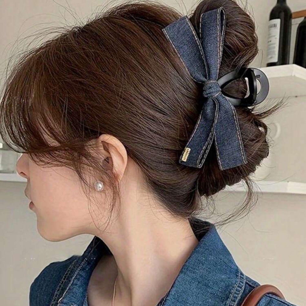 1pc Large Satin Ribbon Bow Hair Clip, High-End Hairpin Bun Clamp With Streamers